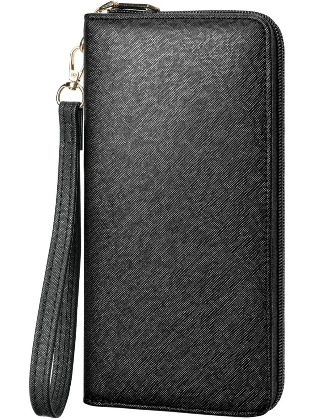 Stylish Vegan Leather Clutch Wallet with Zip, Hand Strap & Large Capacity